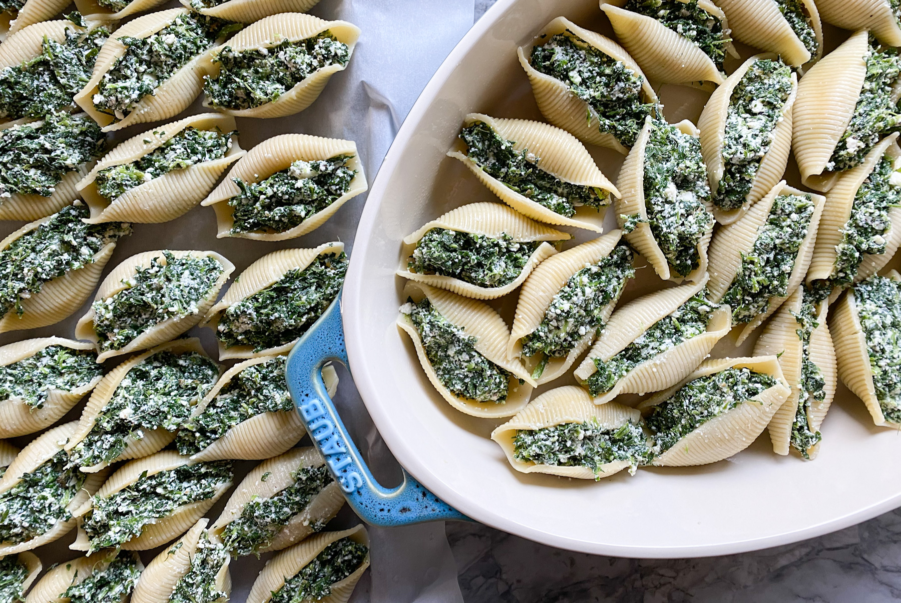 Spinach and Ricotta Stuffed Pasta Shells
