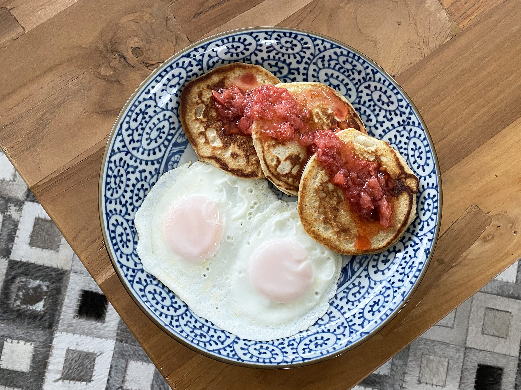 Whole Wheat Pancakes with Strawberry Sauce