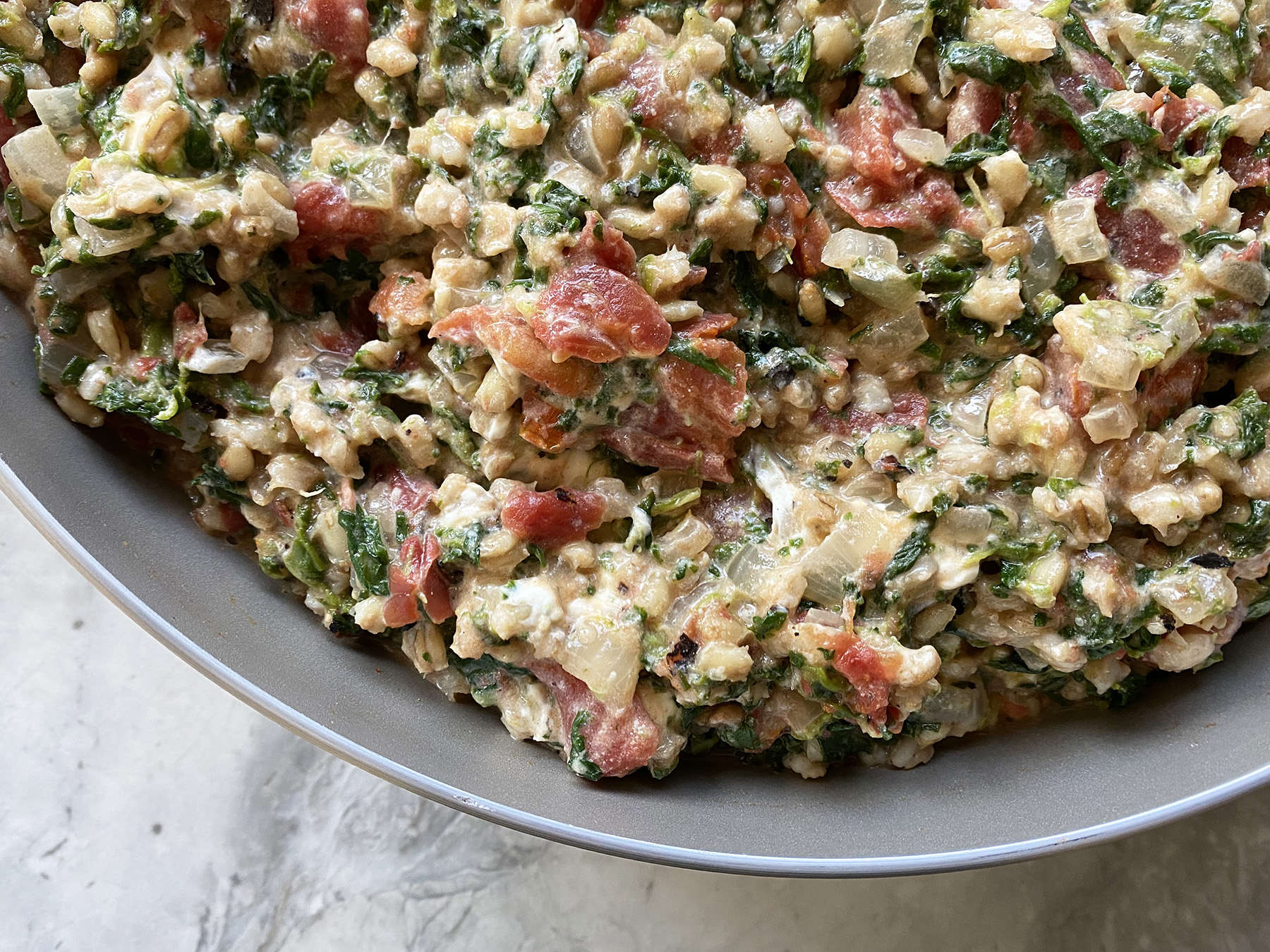 Tomato, Spinach and Barley Risotto