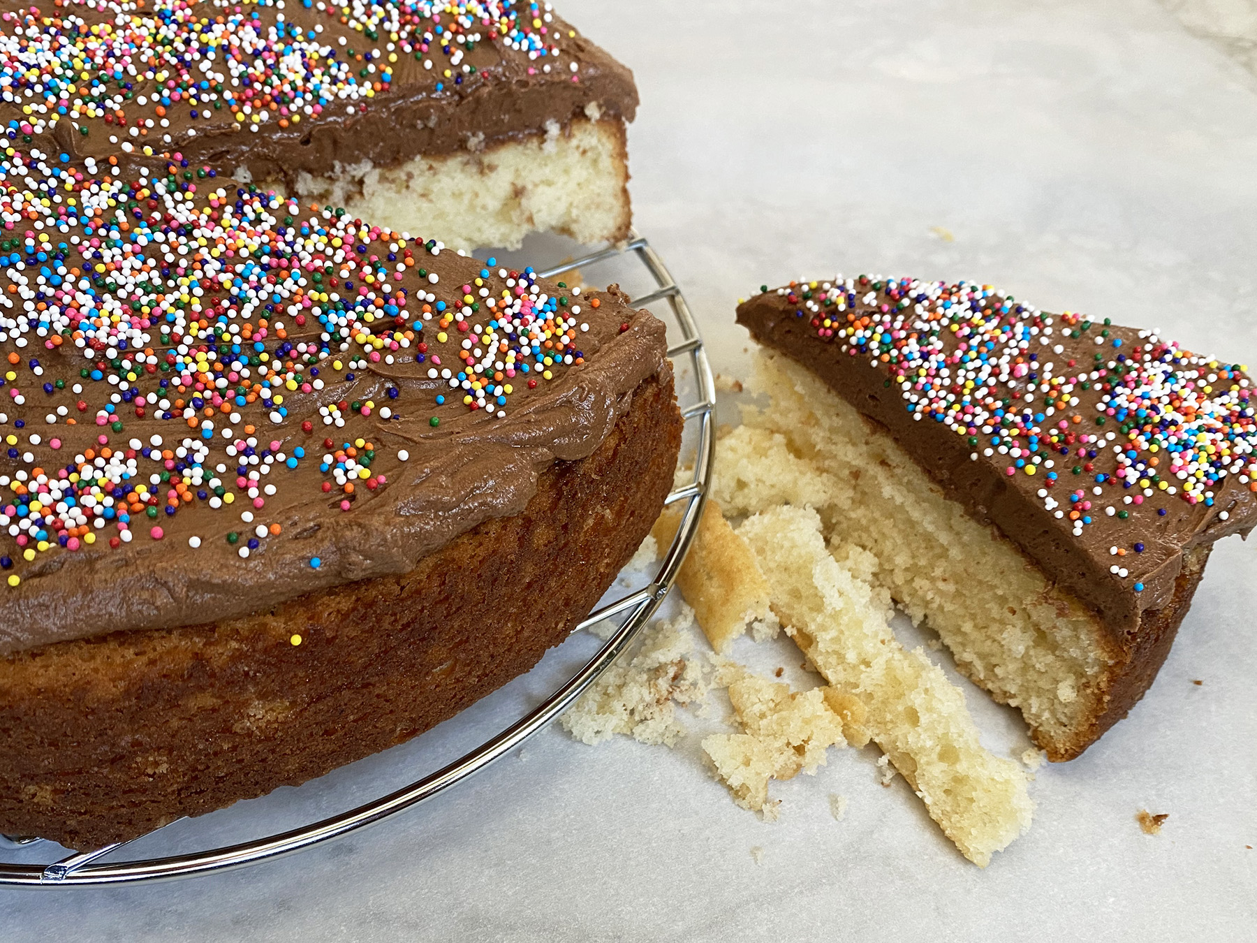 Vanilla Buttermilk Cake (with Chocolate Buttermilk Frosting)
