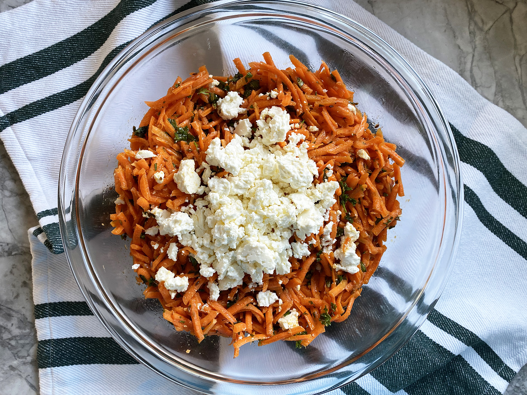 Carrot Salad (with Harissa, Feta and Mint)