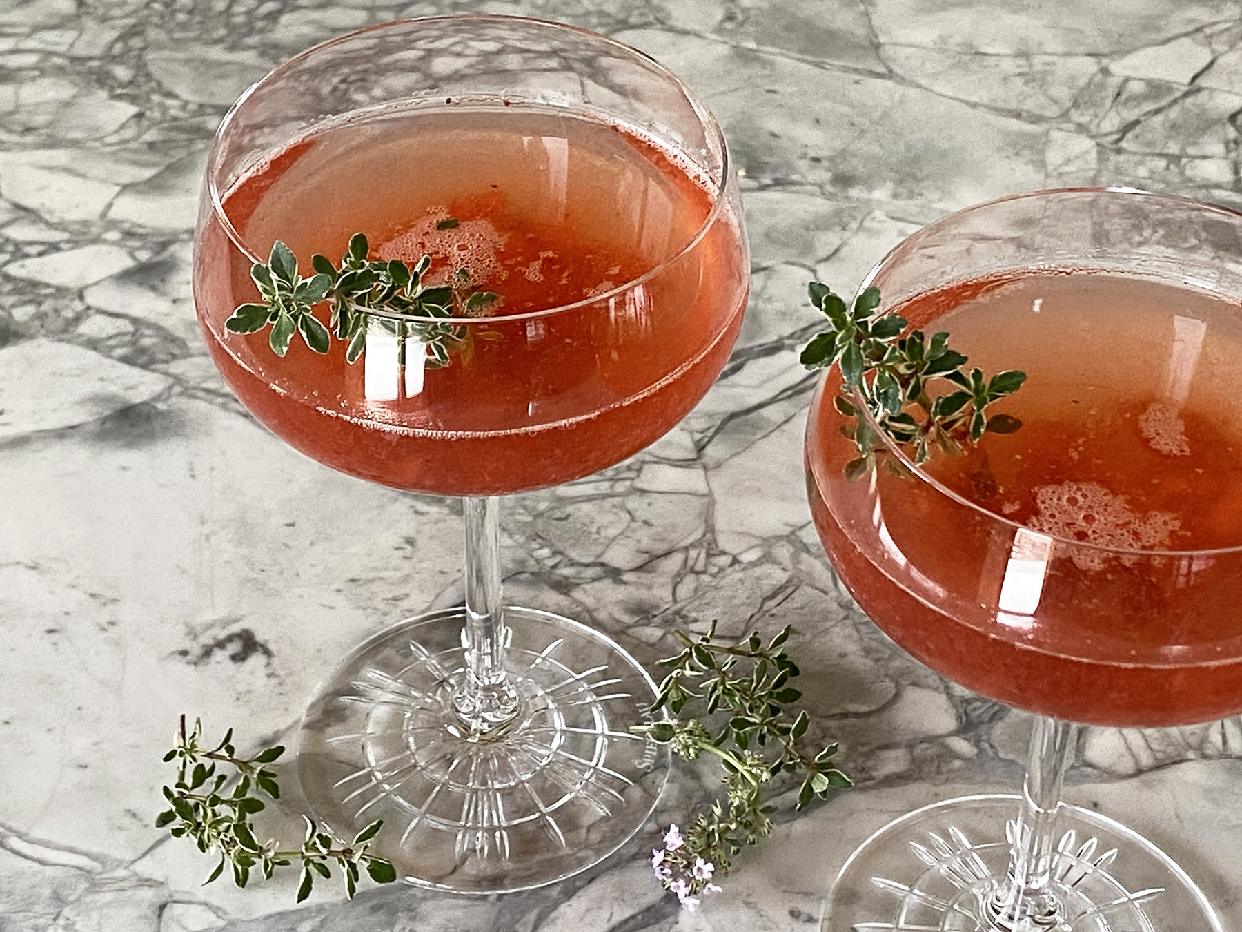Strawberry Thyme Rum Fizz