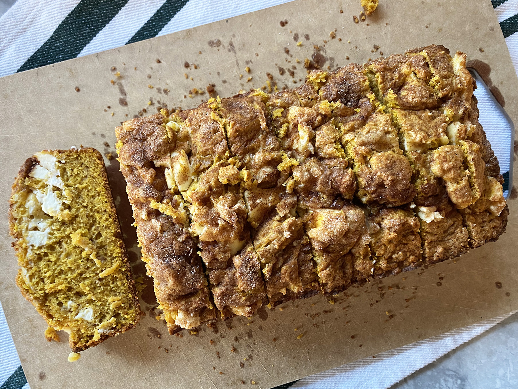 Cream Cheese Swirled Banana Pumpkin Loaf