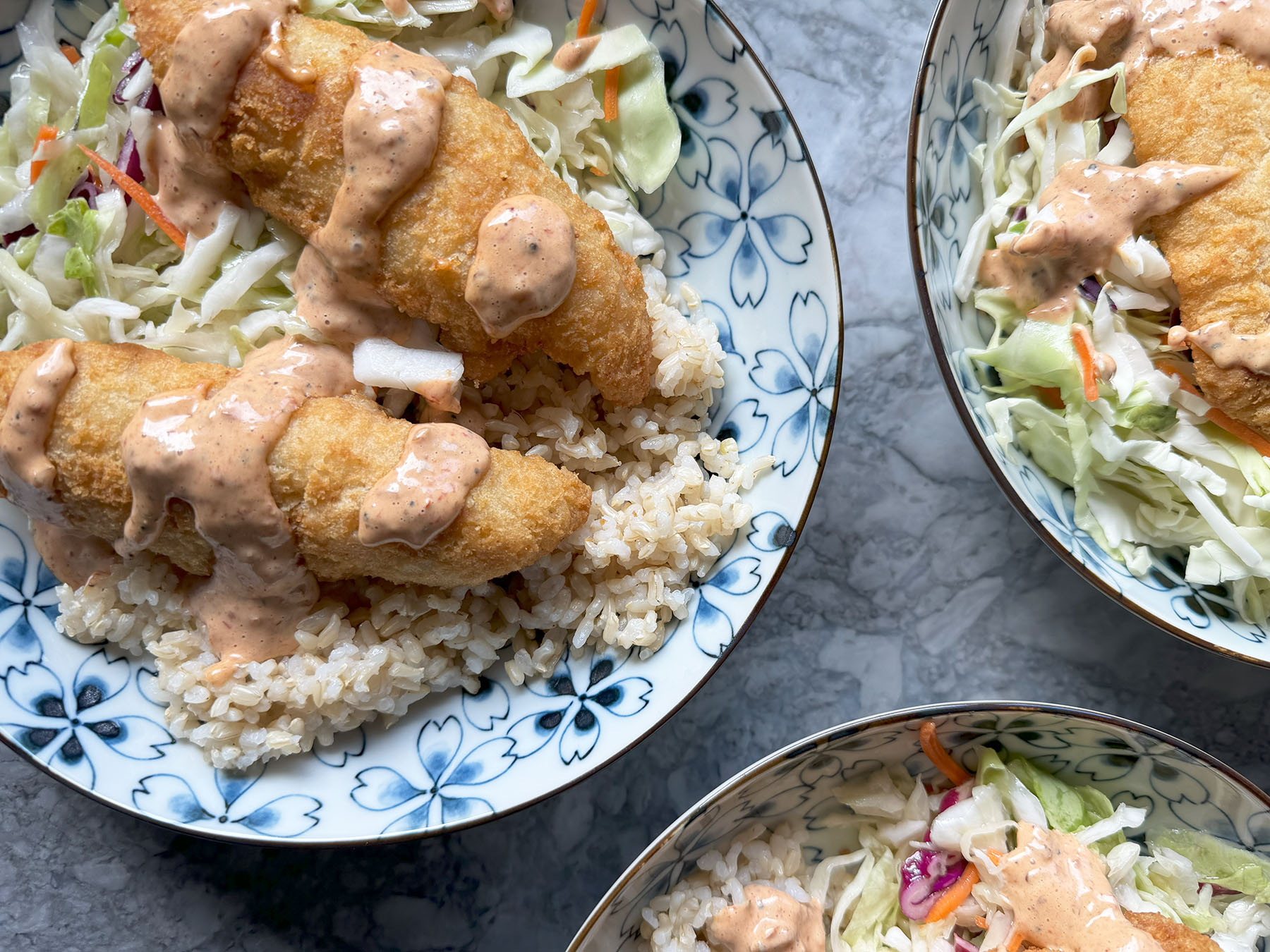 Easy! Baja Fish Taco Bowls (with Chipotle Crema)