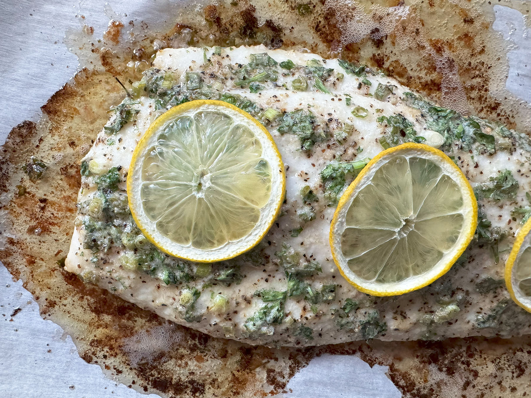 Baked Halibut with Lemon Garlic Butter