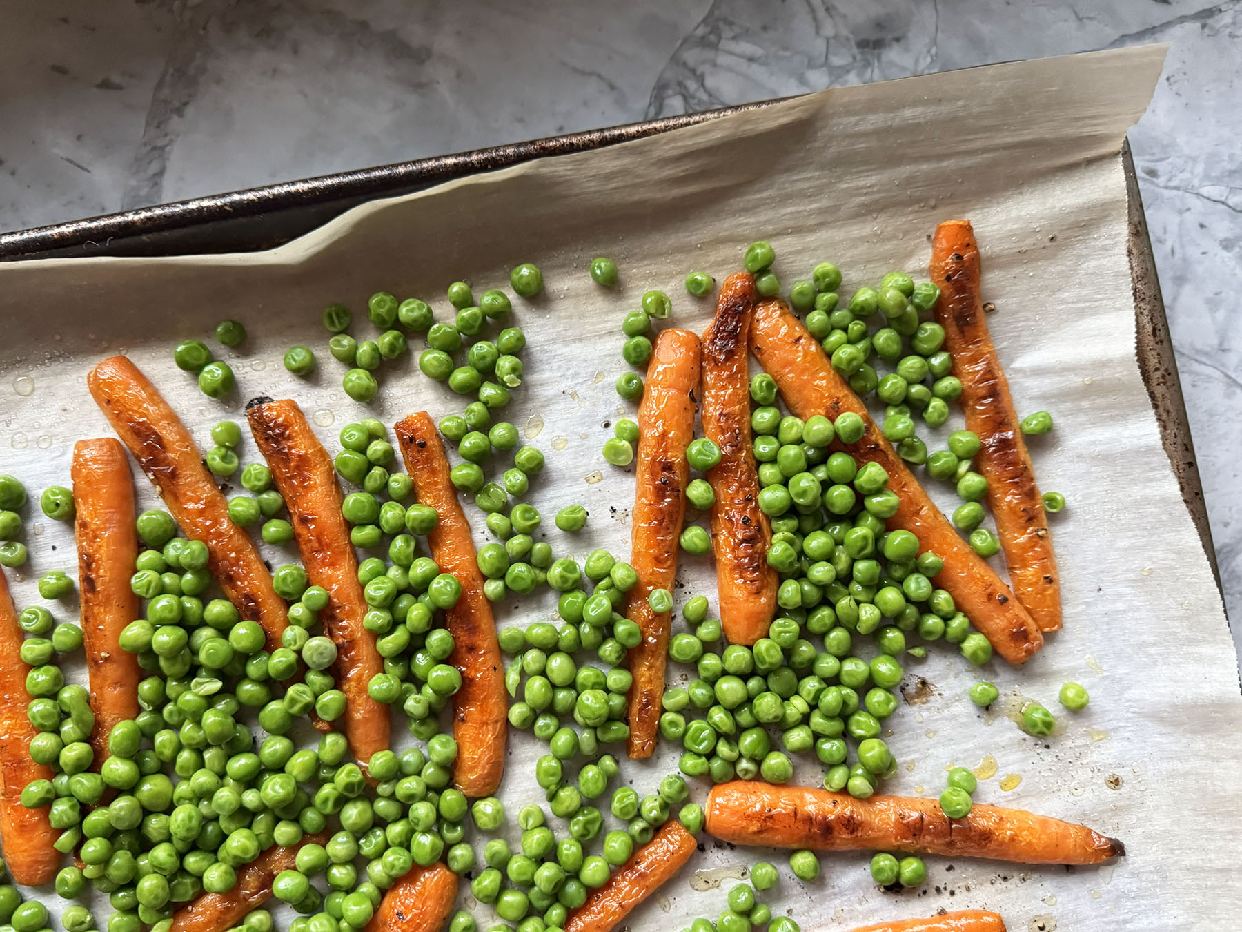 Roasted Peas and Carrots