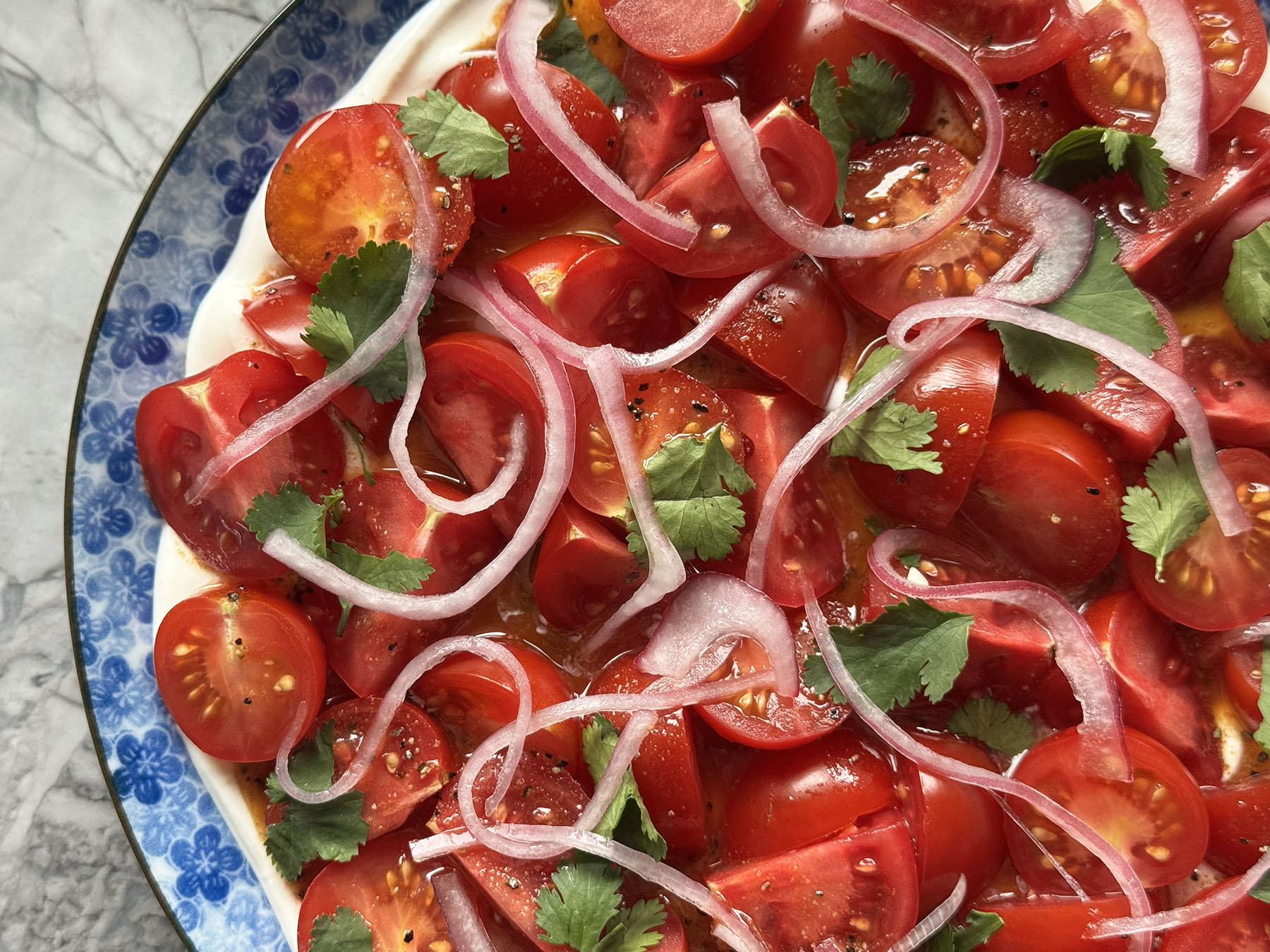 Spiced Tomato Salad (with Creamy Dressing)