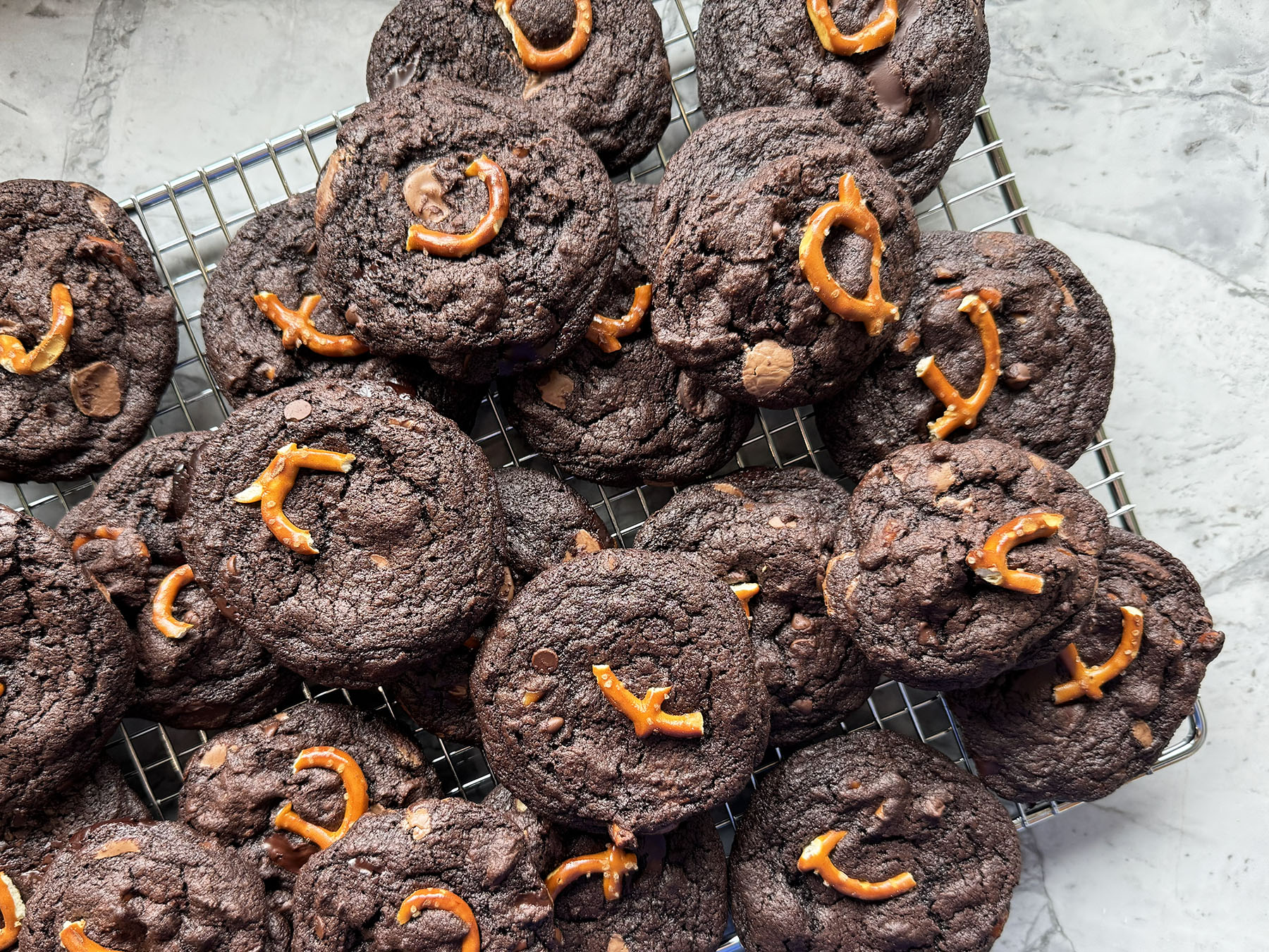 Double Chocolate Pretzel Cookies
